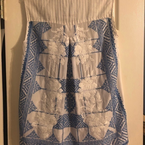 Johnny Was beautiful lightweight white and blue sleeveless blouse‎ size XS - Picture 8 of 16